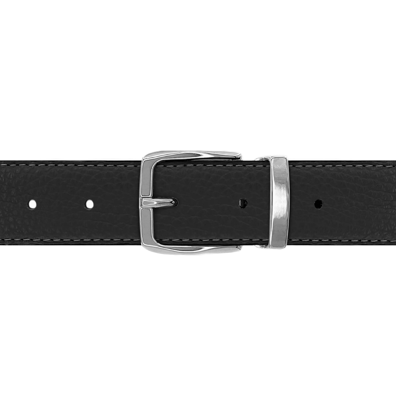 Ceinture 30 mm cuir souple noir boucle Come argent Maison des ceintures