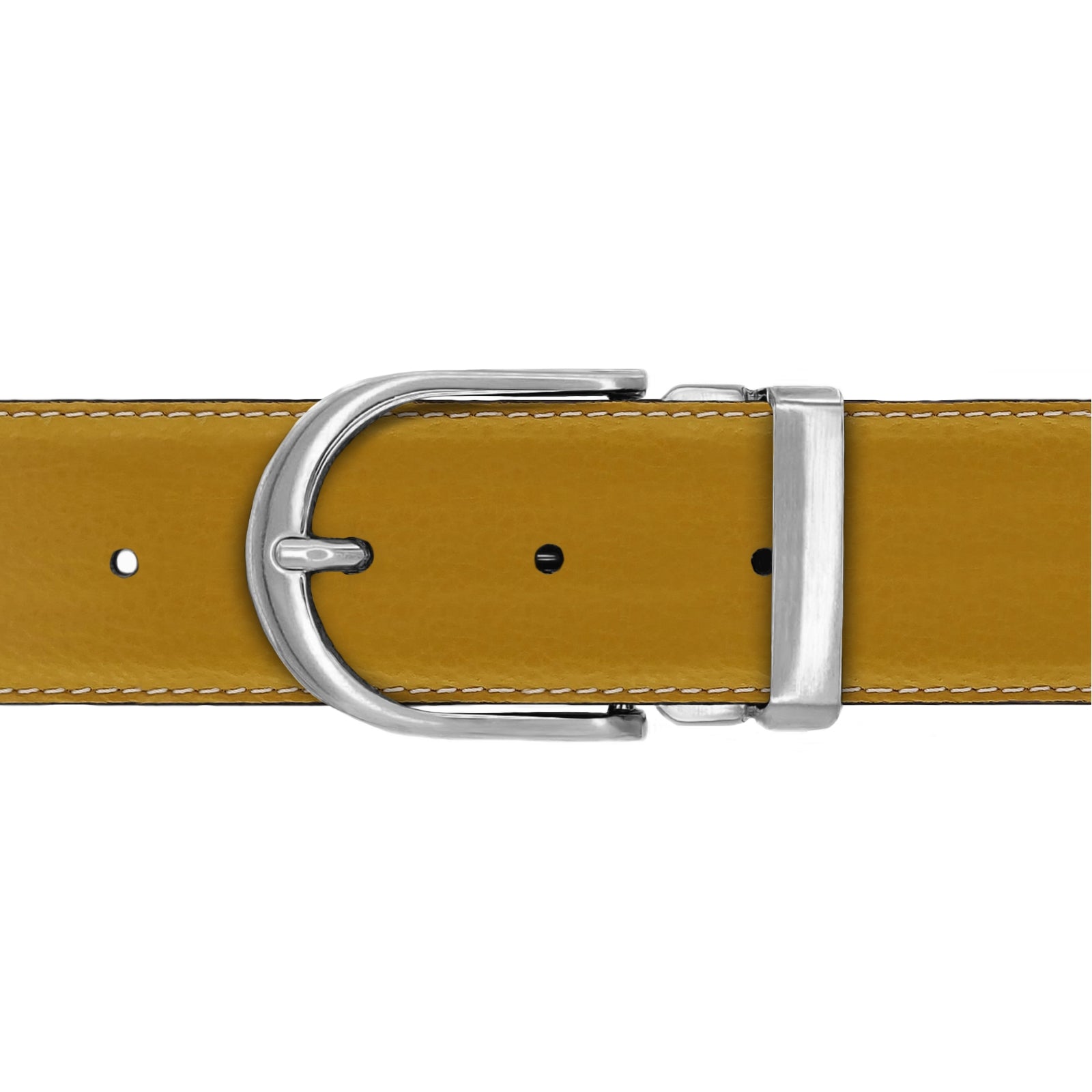 Ceinture 40 mm cuir souple jaune moutarde boucle Roma mate Maison des ceintures