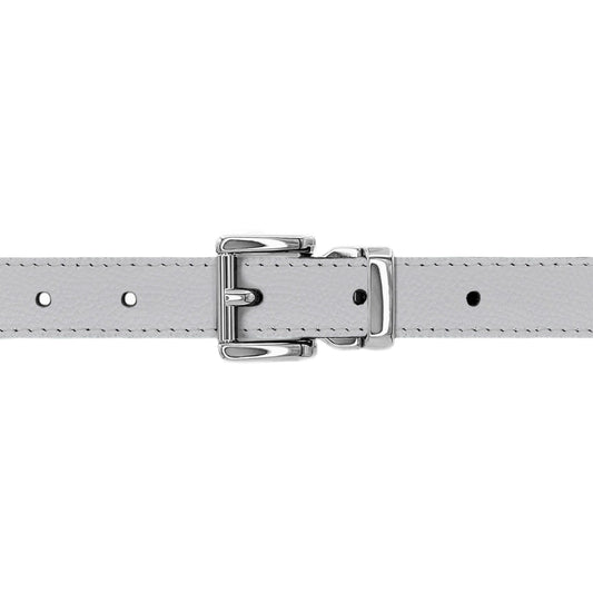 Ceinture enfant 20 mm cuir grainé blanc boucle Paris argent