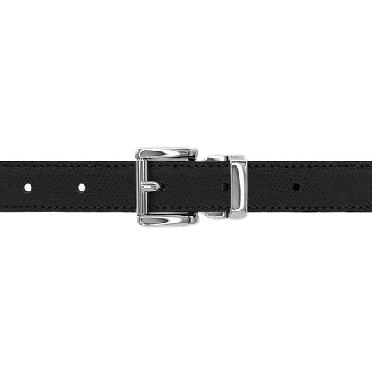 Ceinture enfant 20 mm cuir grainé noir boucle Paris argent