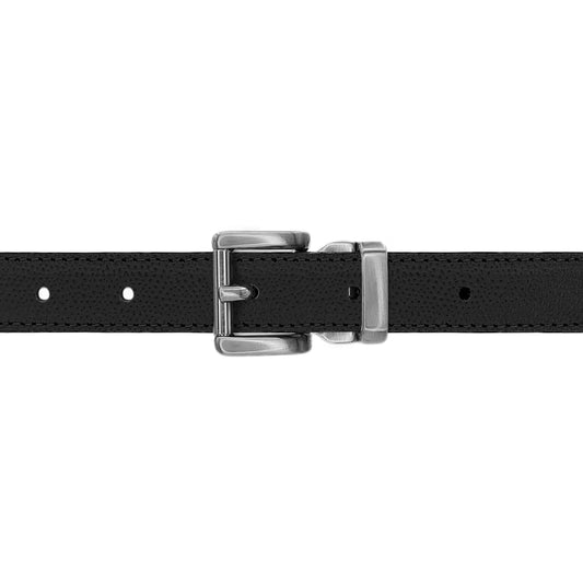 Ceinture enfant 20 mm cuir grainé noir boucle Paris mate