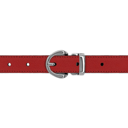 Ceinture enfant 20 mm cuir grainé rouge boucle Roma argent