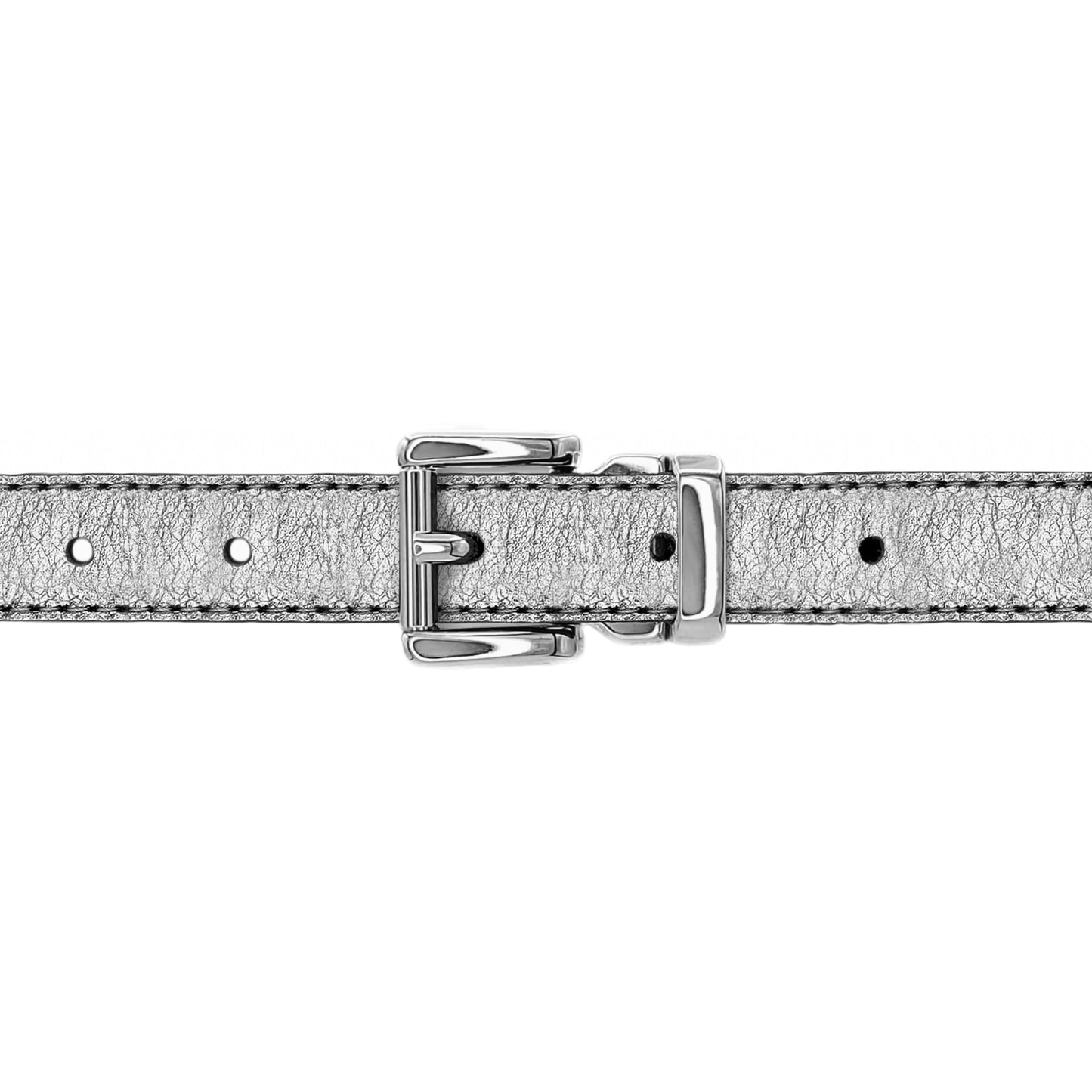 Ceinture enfant 20 mm cuir souple argent boucle Paris argent