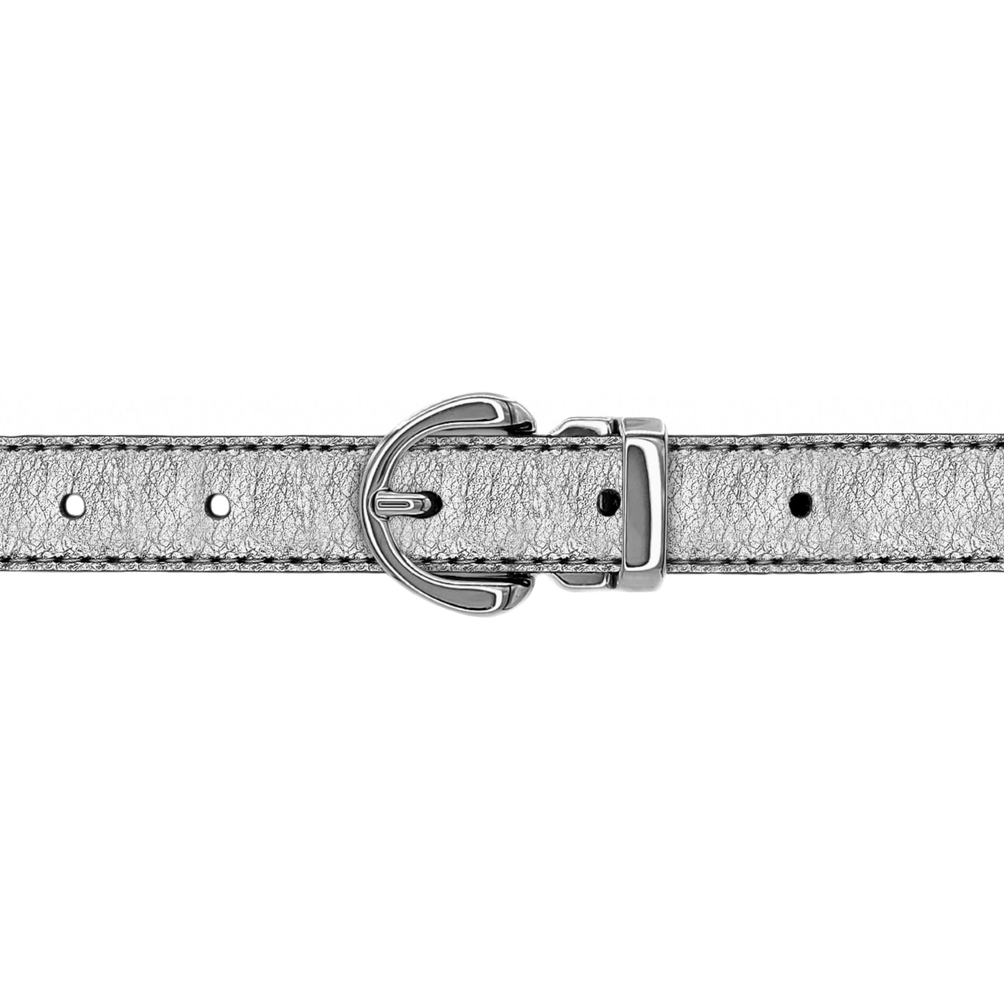 Ceinture 20 mm cuir souple argent boucle Roma argent