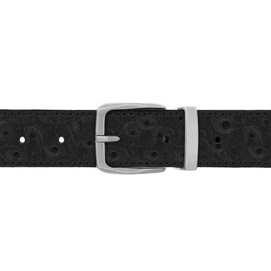 Ceinture 30 mm cuir façon autruche noir boucle Côme mate