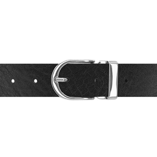 Ceinture 30 mm cuir ceinturon noir boucle Roma argent