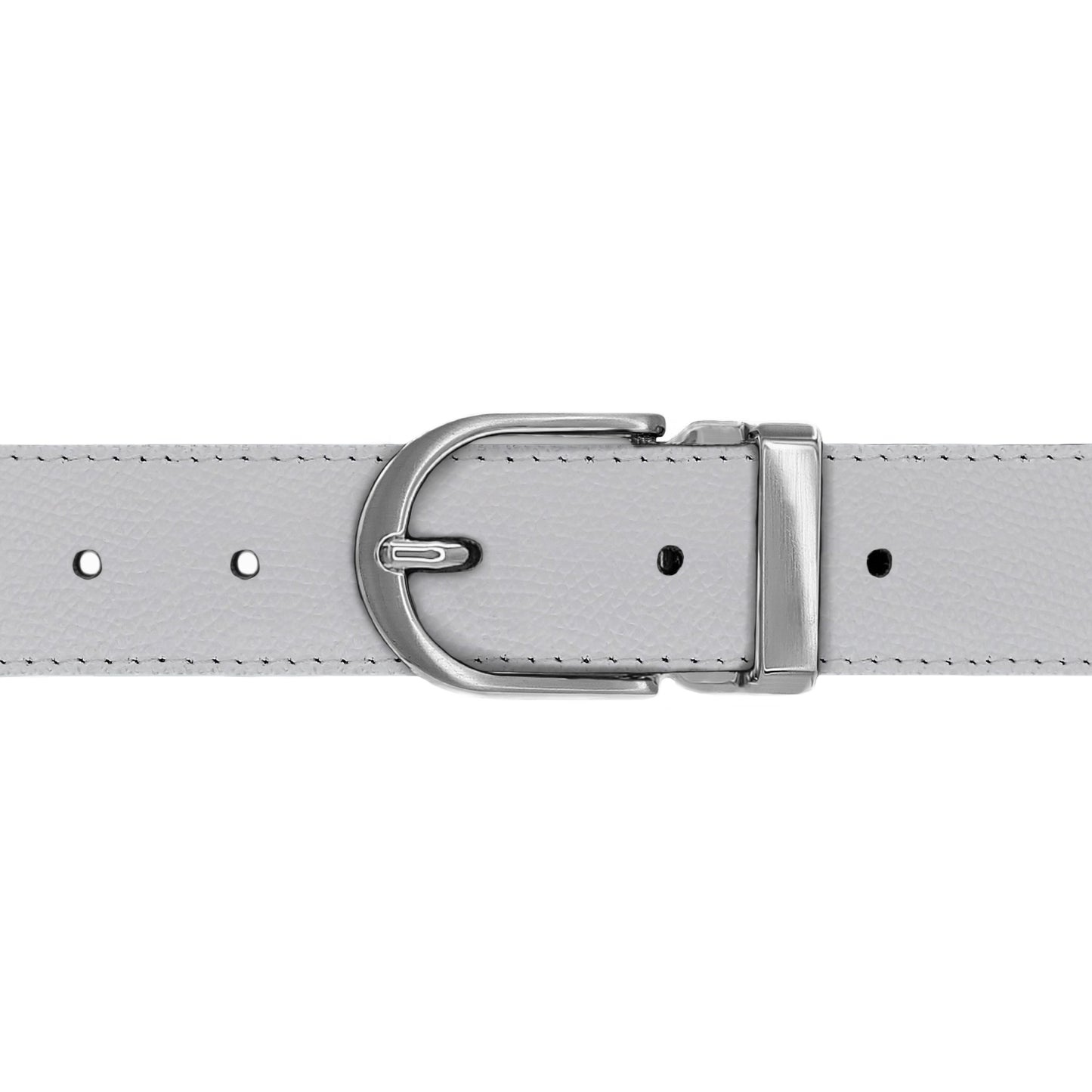 Ceinture 30 mm cuir grainé blanc boucle Roma mate