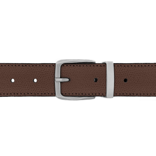 Ceinture 30 mm cuir grainé marron boucle Côme mate