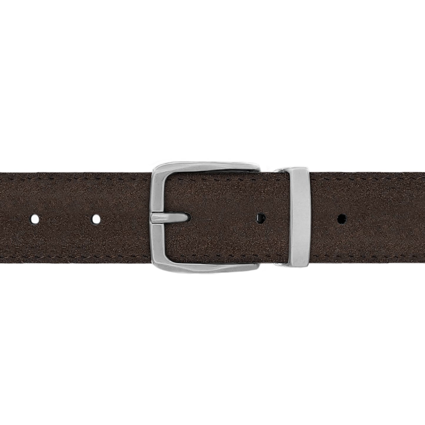 Ceinture 30 mm cuir retourné marron boucle Côme mate