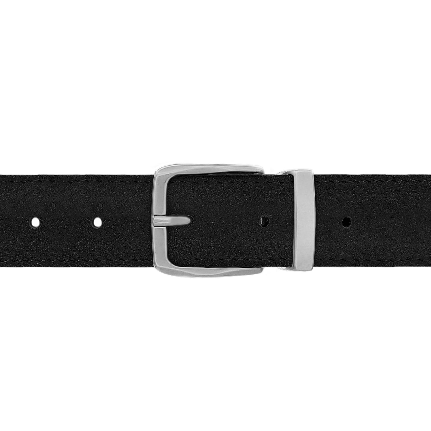 Ceinture 30 mm cuir retourné noir boucle Côme mate