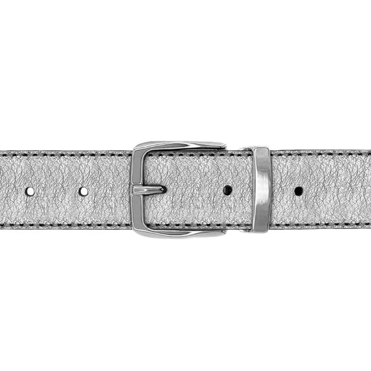 Ceinture 30 mm cuir souple argent boucle Côme argent