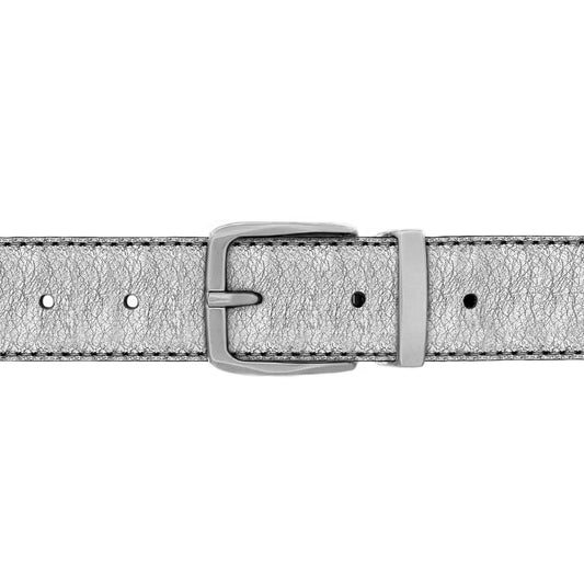 Ceinture 30 mm cuir souple argent boucle Côme mate