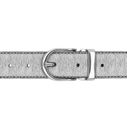 Ceinture 30 mm cuir souple argent boucle Roma argent