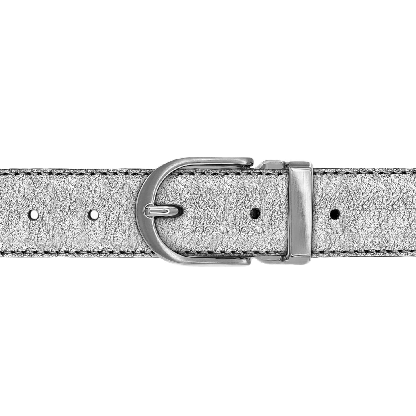 Ceinture 30 mm cuir souple argent boucle Roma mate