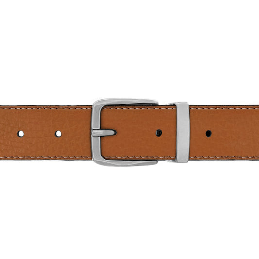 Ceinture 30 mm cuir souple cognac boucle Côme mate