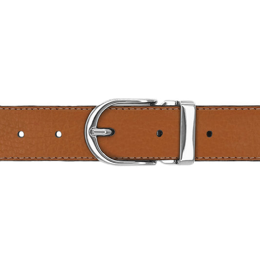 Ceinture 30 mm cuir souple cognac boucle Roma argent