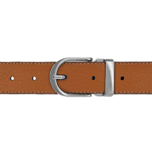 Ceinture 30 mm cuir souple cognac boucle Roma mate