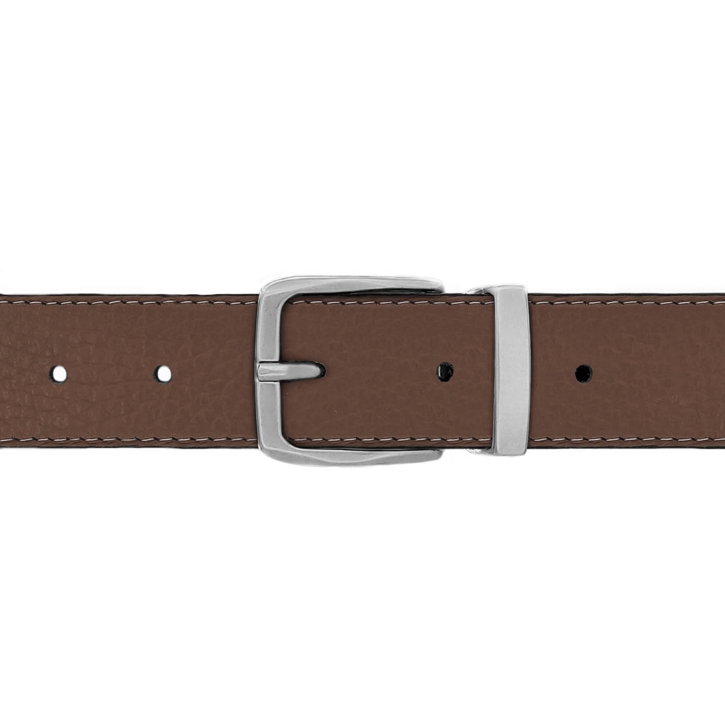 Ceinture 30 mm cuir souple marron boucle Côme mate