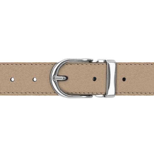 Ceinture 30 mm cuir souple nude boucle Roma argent