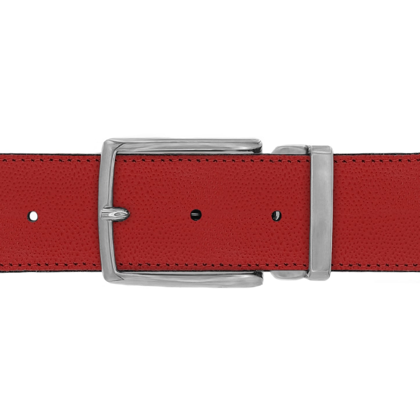 Ceinture 40 mm cuir grainé rouge boucle Milano mate