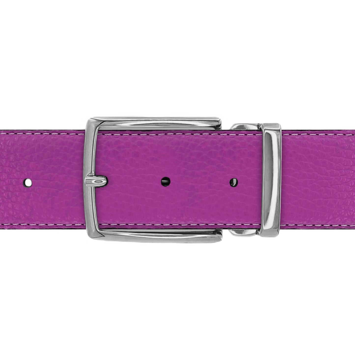 Ceinture 40 mm cuir souple framboise boucle Milano argent