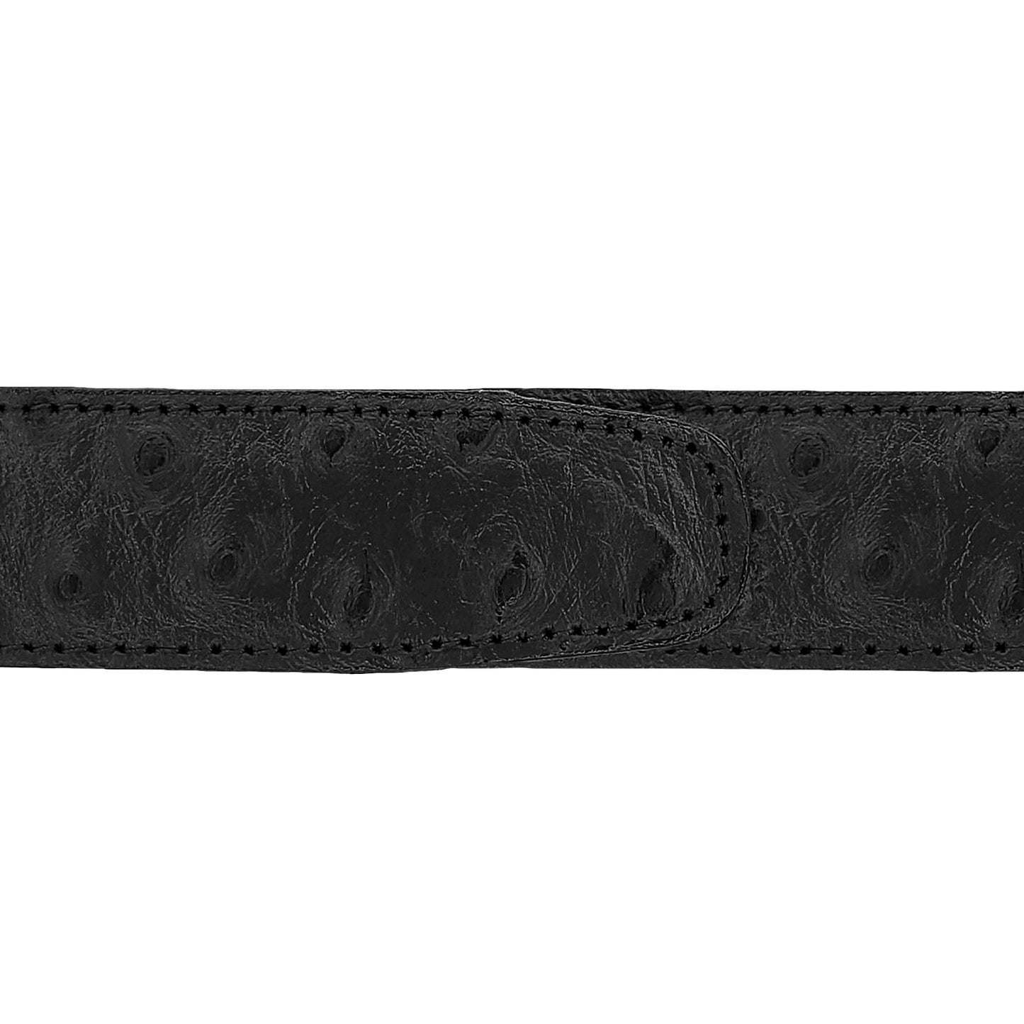 Ceinture 30 mm cuir façon autruche noir boucle Côme argent