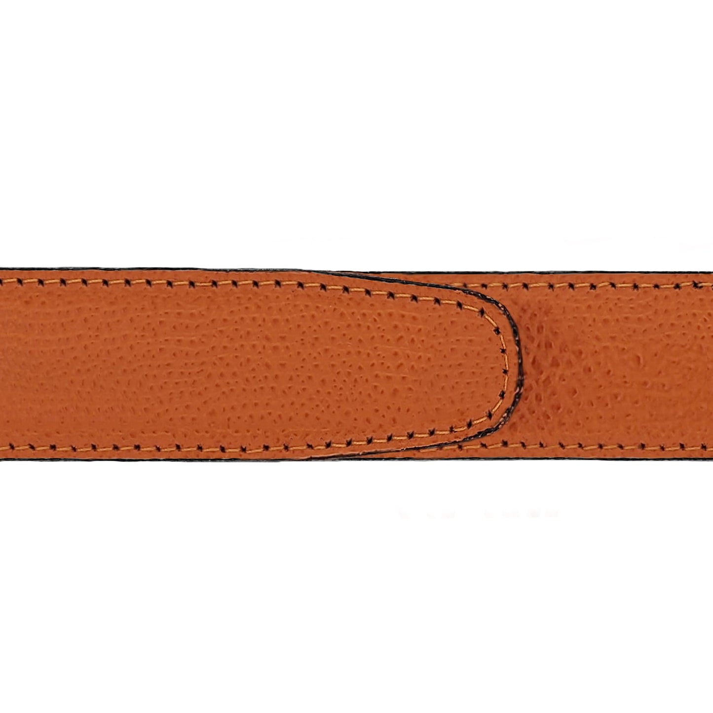 Lanière en cuir grainé orange 30 mm