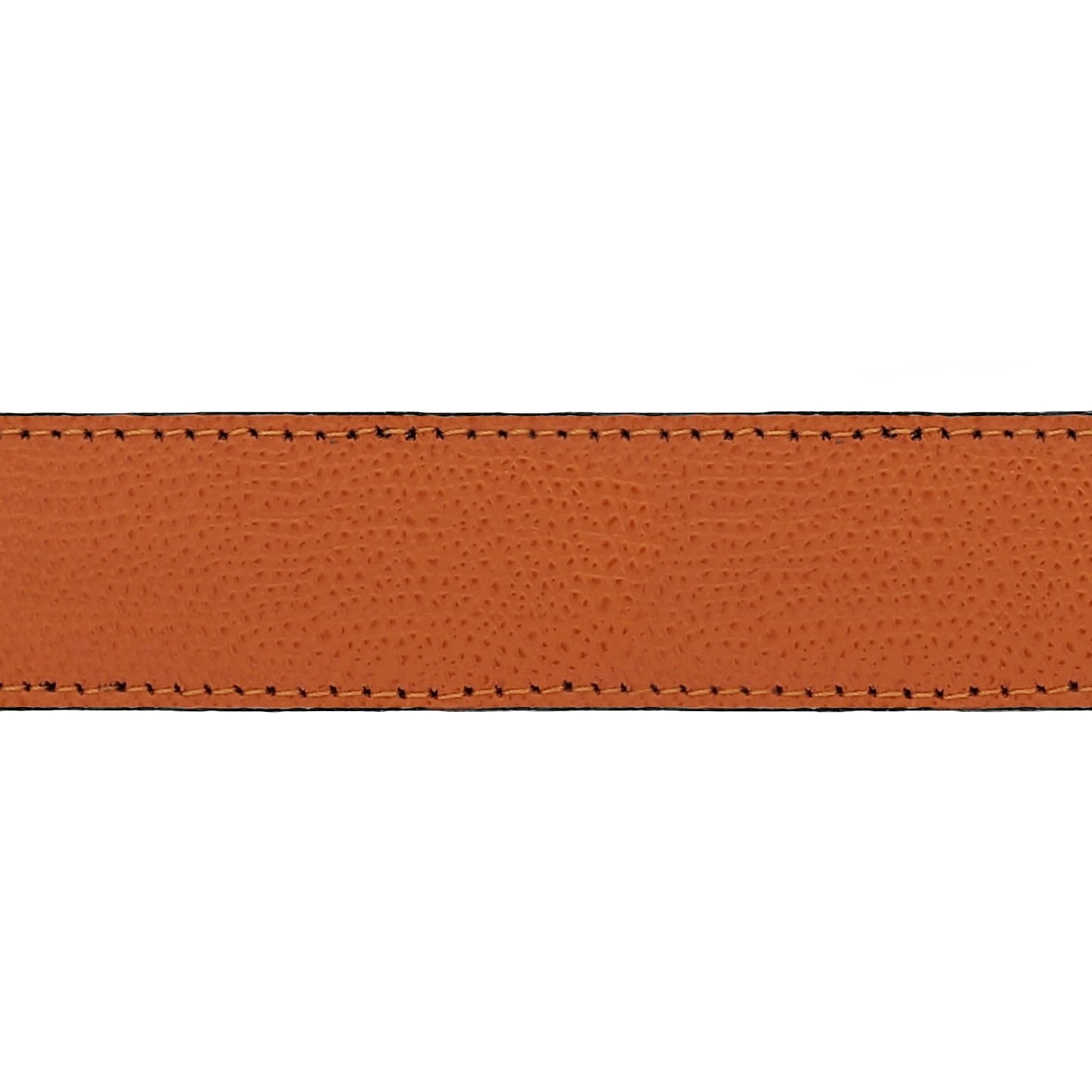 Lanière en cuir grainé orange 30 mm