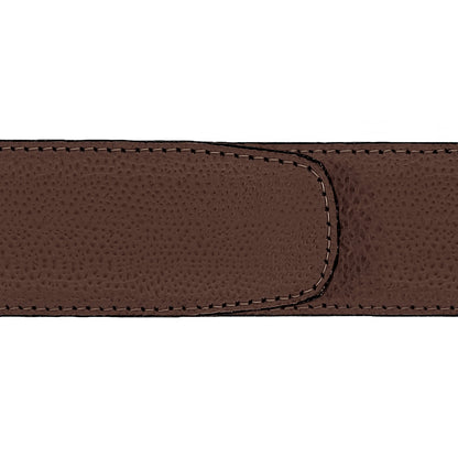 Ceinture 40 mm cuir grainé marron boucle Milano or