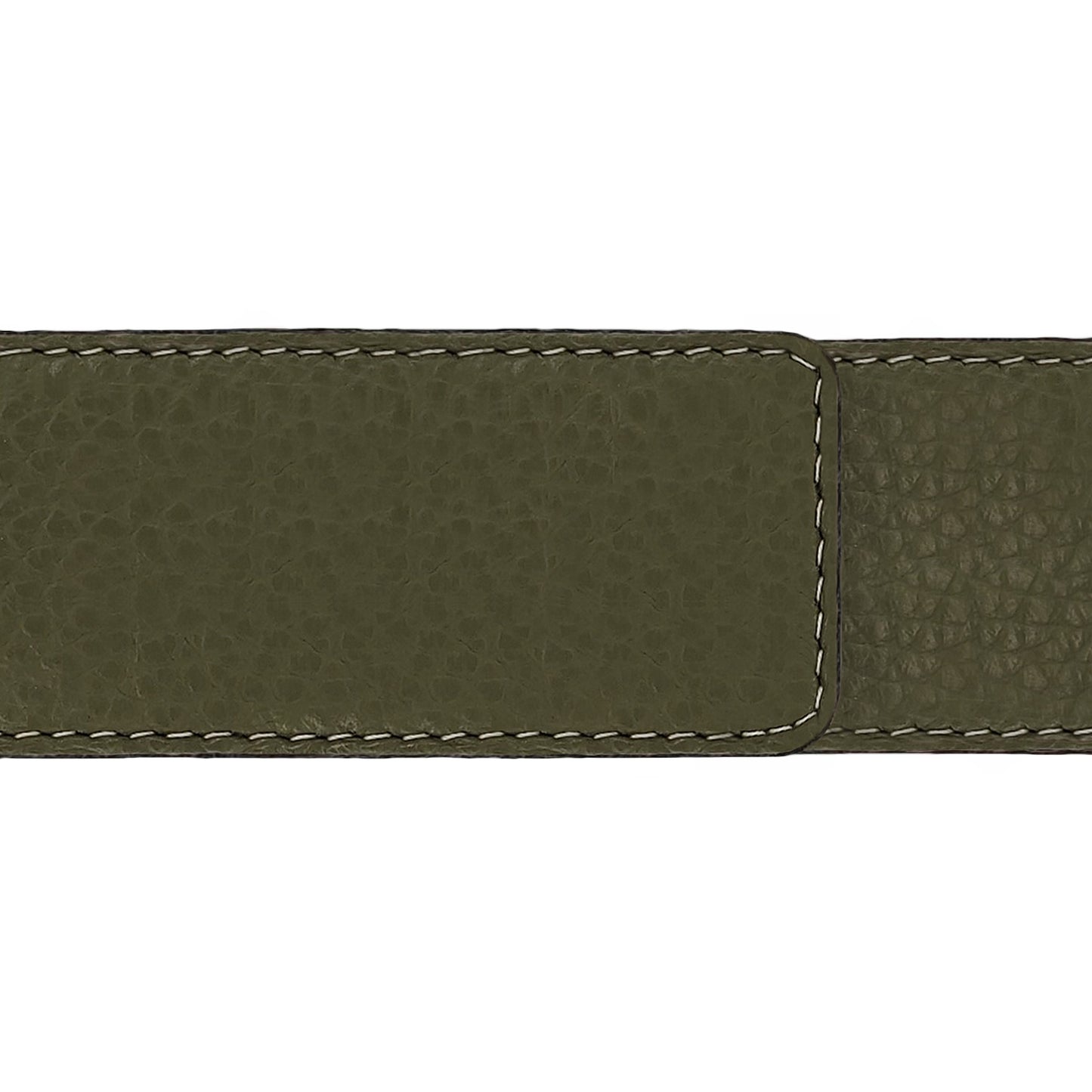 Ceinture 40 mm cuir souple kaki boucle Roma mate